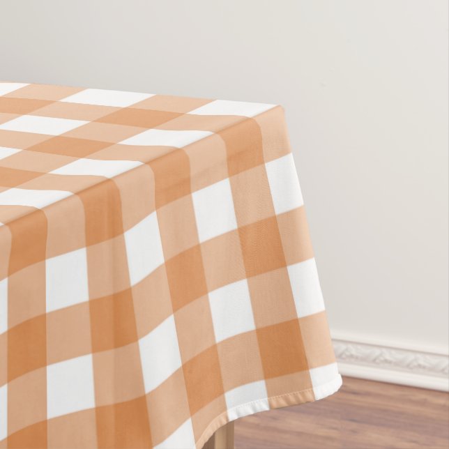 Toalha De Mesa Xadrez Branca Moderna e Gingham Laranja (Posição Original)