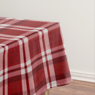Toalha De Mesa Xadrez branca vermelha