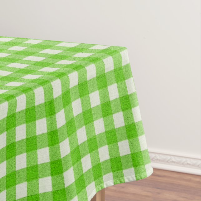Toalha De Mesa Xadrez Branco e Verde | Xadrez de Algodão (Posição Original)