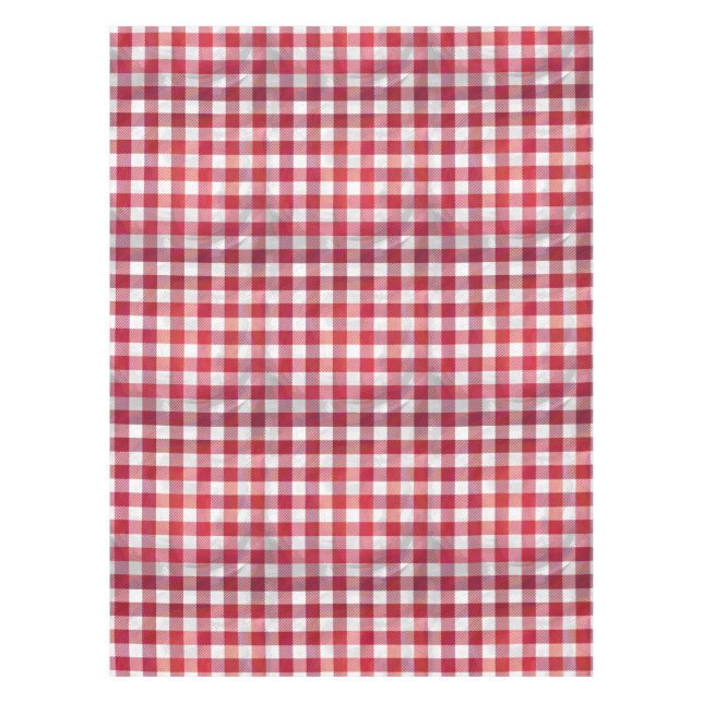 Toalha De Mesa Xadrez Buffalo Vermelho e Branco (Frente)