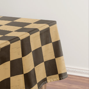 Toalha De Mesa Xadrez Clássico Marrom e Bege