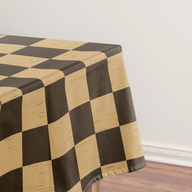 Toalha De Mesa Xadrez Clássico Marrom e Bege (Posição Original)