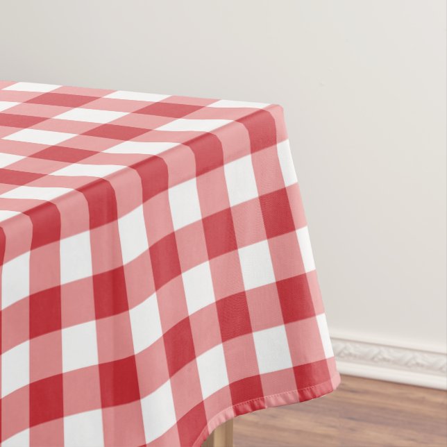Toalha De Mesa Xadrez Clássico Suave - xadrez vermelho e branco. (Posição Original)