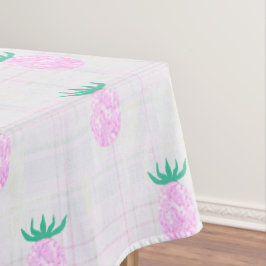 Toalha de Mesa Xadrez com Abacaxi Rosa de Casa de