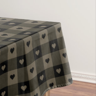Toalha De Mesa Xadrez De Búfalo Bonita Com Taupe Negra