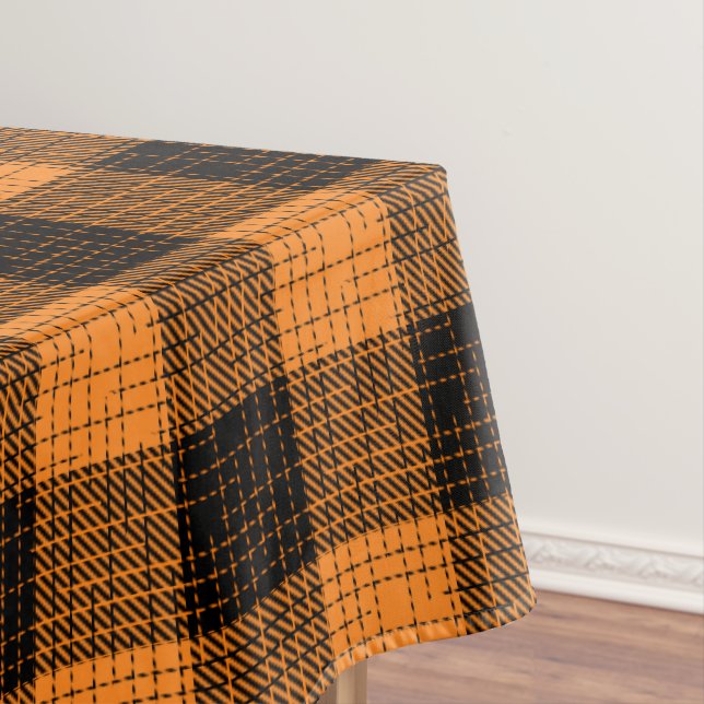 Toalha De Mesa Xadrez de Búfalo com Cruzamento em Laranja e Preto (Posição Original)
