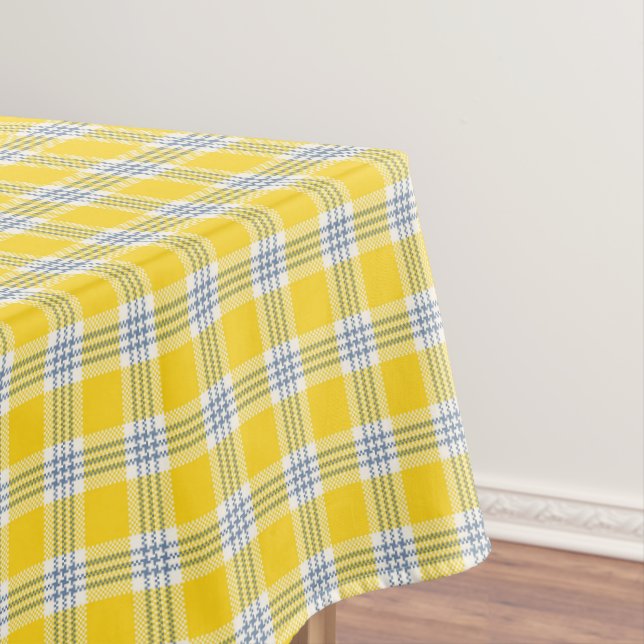 Toalha De Mesa Xadrez de búfalo em amarelo, branco e Marinho (Posição Original)