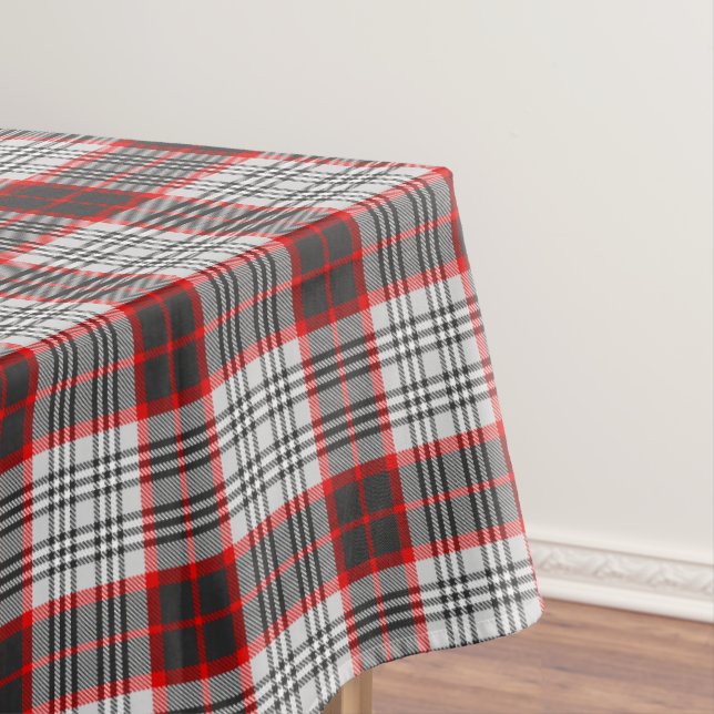 Toalha De Mesa Xadrez de Edimburgo, Tartan Cinza Vermelha Preta (Posição Original)