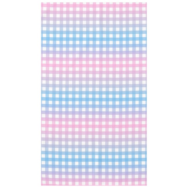 Toalha De Mesa Xadrez de Gingham, Azul e Rosa, Cujo Canto (Frente)