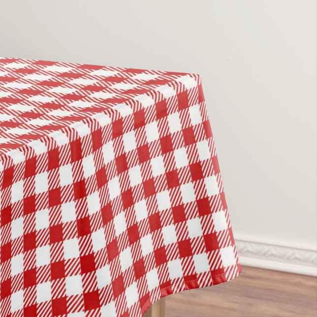 Toalha De Mesa Xadrez de Gingham Vermelho Pequeno e Rústico Farmh (Posição Original)