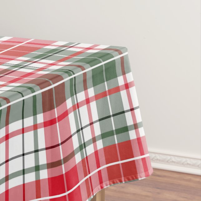 Toalha De Mesa Xadrez de inverno Tartan Natal Vermelho, Verde (Posição Original)