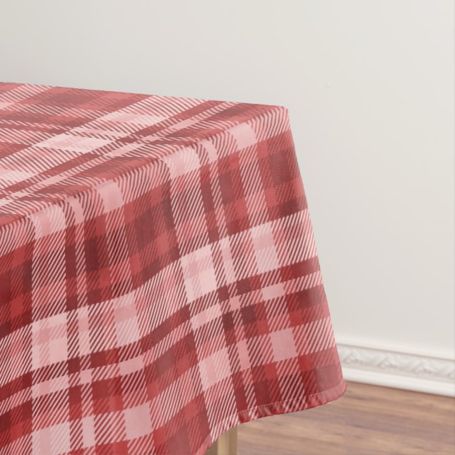Toalha De Mesa Xadrez de Maroon, Vermelho e Tartan Rosa (Posição Original)