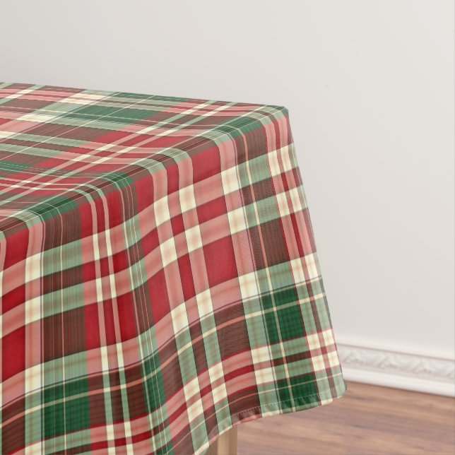 Toalha De Mesa Xadrez de Natal 01-Cotton Tablecloth 52x70 (Posição Original)