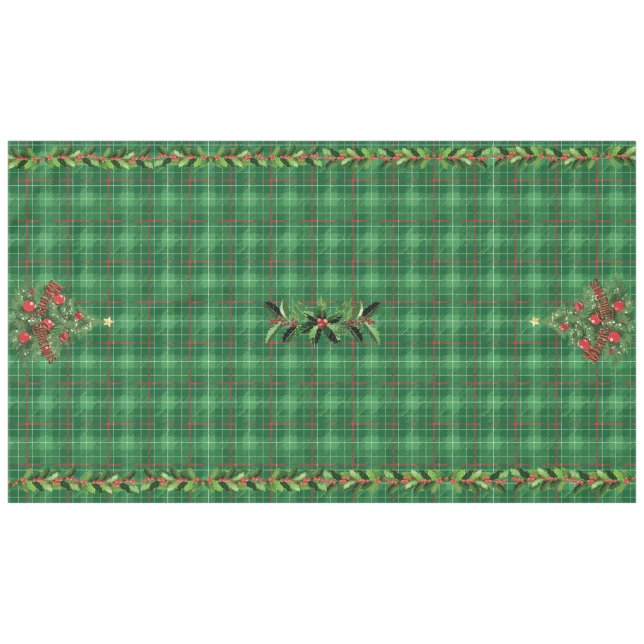Toalha De Mesa Xadrez de Natal Verde com Vermelho (Frente (Horizontal))