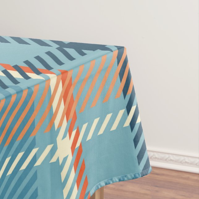 Toalha De Mesa Xadrez de Natal Verificar padrão branco bege azul (Posição Original)