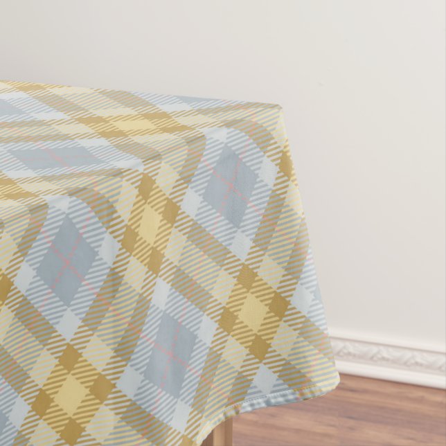 Toalha De Mesa Xadrez De Tartan Amarelo E Cinza (Posição Original)