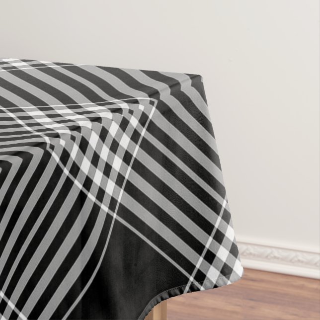 Toalha De Mesa Xadrez De Tartan Preto E Branco (Posição Original)