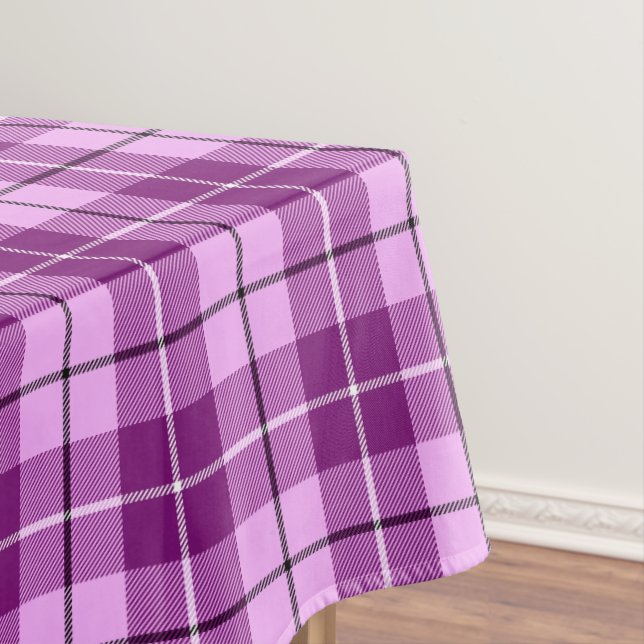 Toalha De Mesa Xadrez De Tartan Rosa E Plum (Posição Original)