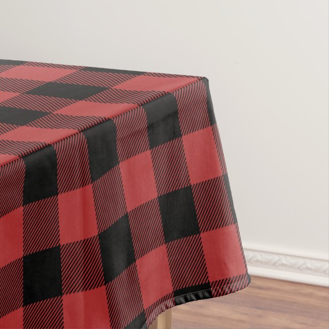 Toalha De Mesa Xadrez de Verificação de Buffalo Preto Vermelho (Posição Original)