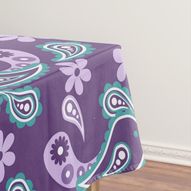 Toalha De Mesa Xadrez Escocês Roxo e Azul Shabby Chic (Posição Original)