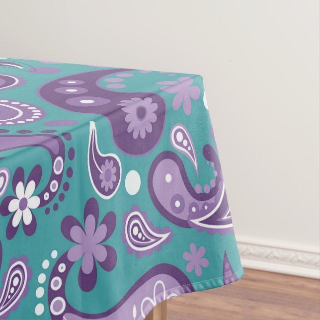 Toalha De Mesa Xadrez Escocês Roxo e Azul Shabby Chic (Posição Original)