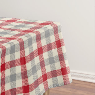 Toalha De Mesa Xadrez estilo fazenda vermelho e cinza
