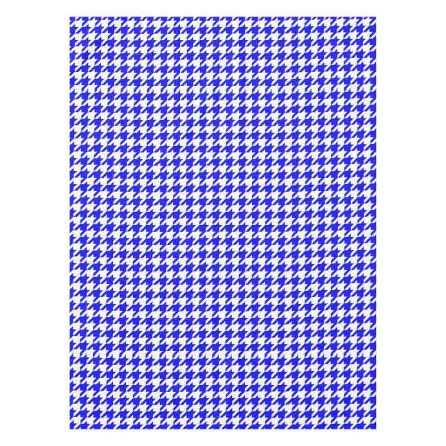 Toalha De Mesa Xadrez Houndstooth Azul Branco (Frente)