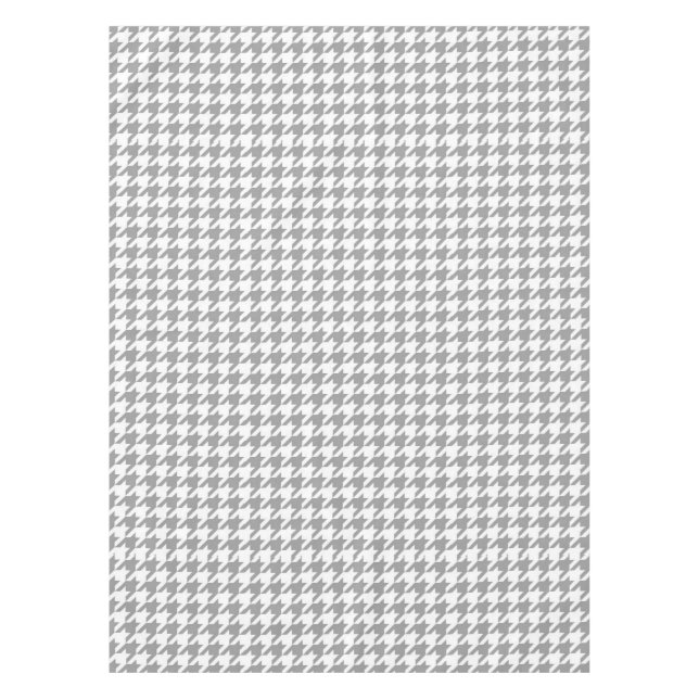 Toalha De Mesa Xadrez Houndstooth Branco Cinza Cinza-Cinza (Frente)