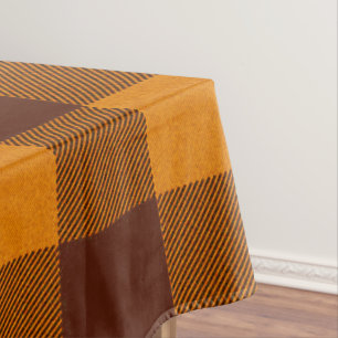 Toalha De Mesa Xadrez laranja e vermelha escura