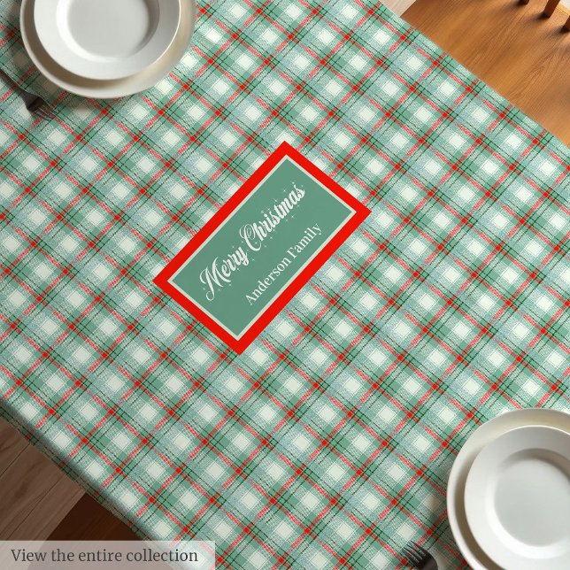 Toalha de Mesa Xadrez Personalizada Presente de Fé (Personalized Tartan Tablecloth Elegant Holiday Gift)