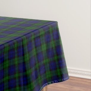 Toalha De Mesa Xadrez preta do verde azul do tartan do clã do
