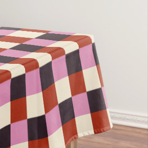 Toalha De Mesa Xadrez Retro de Fogueira Rosa Vermelha