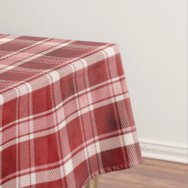 Toalha De Mesa Xadrez rosa, vermelha, marrom e creme Tartan
