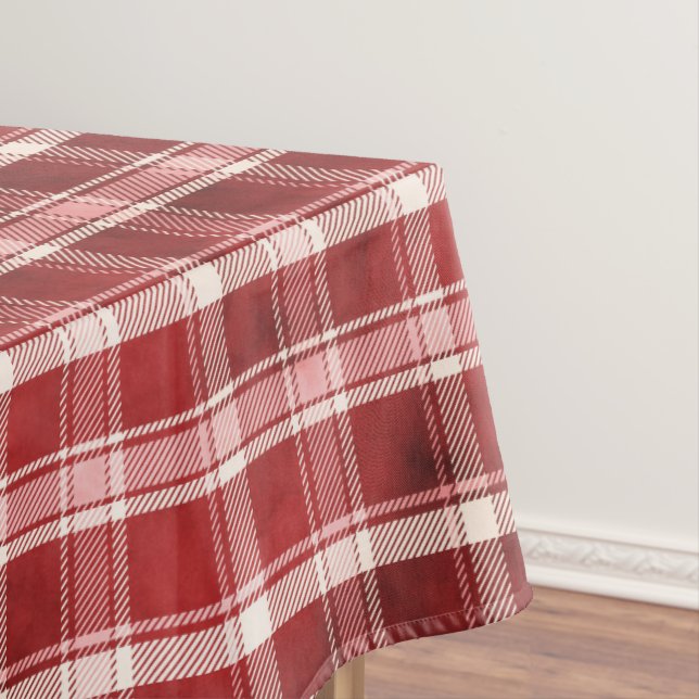 Toalha De Mesa Xadrez rosa, vermelha, marrom e creme Tartan (Posição Original)