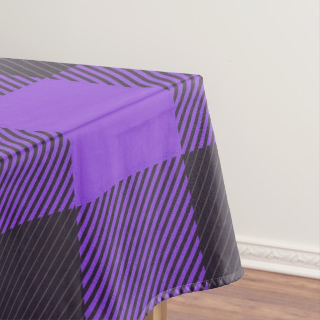 Toalha De Mesa Xadrez Roxo E Preta (Posição Original)