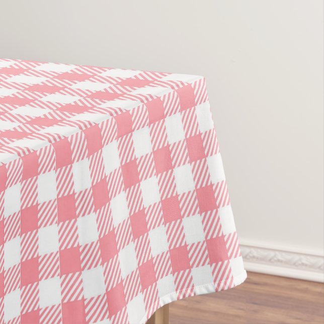 Toalha De Mesa Xadrez Rustic Elegant Pink Gingham (Posição Original)