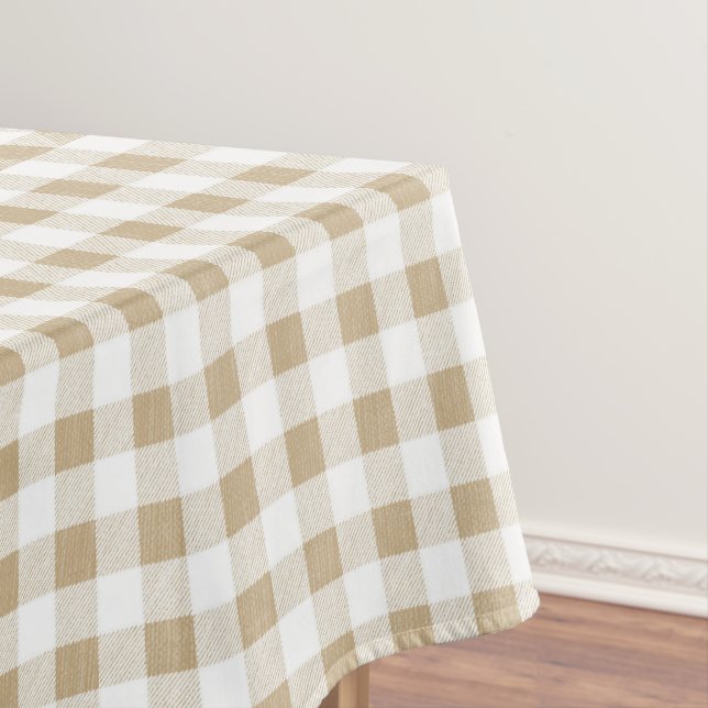 Toalha De Mesa Xadrez Rustic Neutral Beige Gingham Buffalo (Posição Original)