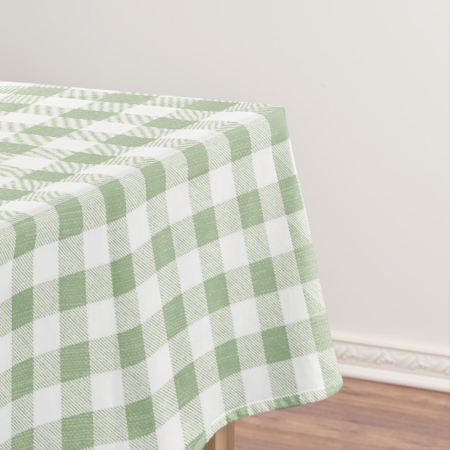 Toalha De Mesa Xadrez Rustic Neutral Sage Gingham (Posição Original)