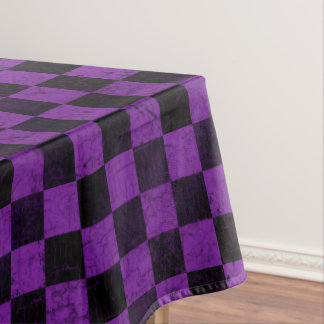 Toalha De Mesa Xadrez Rústico, Roxo e Preto