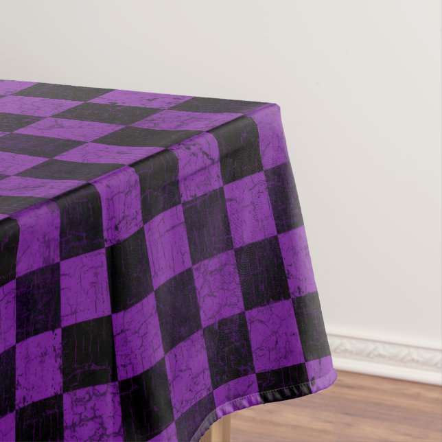 Toalha De Mesa Xadrez Rústico, Roxo e Preto (Posição Original)
