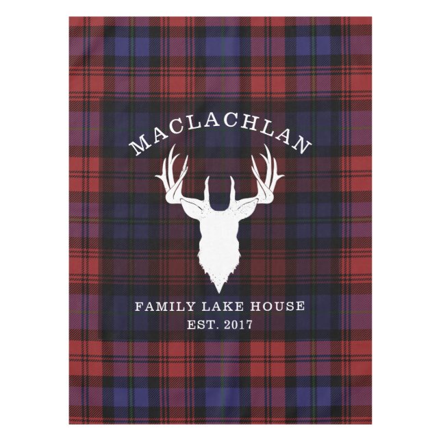 Toalha De Mesa Xadrez Tartan Clan MacLachlan Family Lake House (Frente)