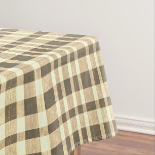 Toalha De Mesa Xadrez Texturizado Bege Vintage Retro