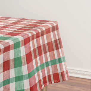 Toalha De Mesa Xadrez Texturizado Vermelho Verde Vintage Retro