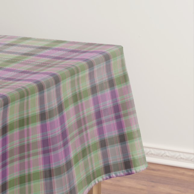 Toalha De Mesa Xadrez verde e lilás clássico.  (Posição Original)