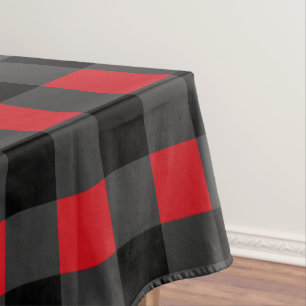Toalha De Mesa Xadrez vermelha & cinzenta preta verificada