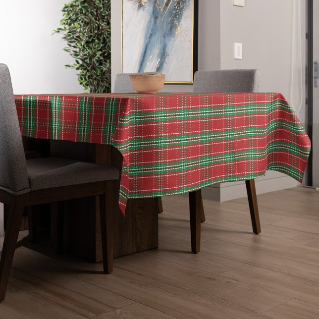Toalha De Mesa Xadrez Vermelha do Campo Vermelho da Casa Farmada  (Holiday red and green plaid pattern table cloth)