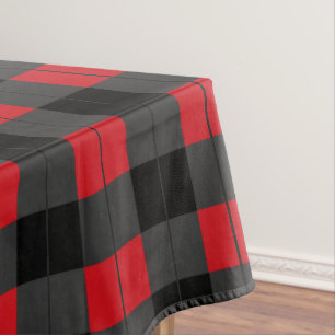 Toalha De Mesa Xadrez vermelha e cinzenta preta Checkered