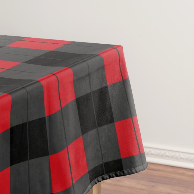 Toalha De Mesa Xadrez vermelha e cinzenta preta Checkered (Posição Original)