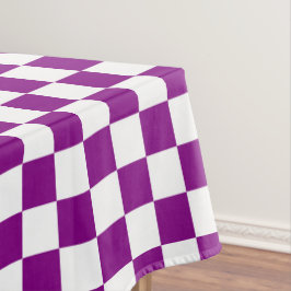 Toalha De Mesa Xeque branco e roxo jantar de algodão