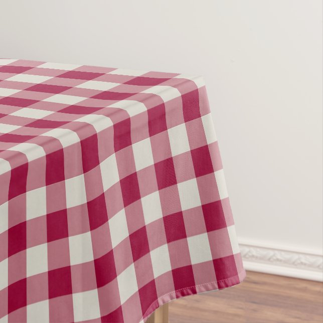 Toalha De Mesa Xmas Vermelho Cranberry Gingham Xadrez Rústico Fes (Posição Original)